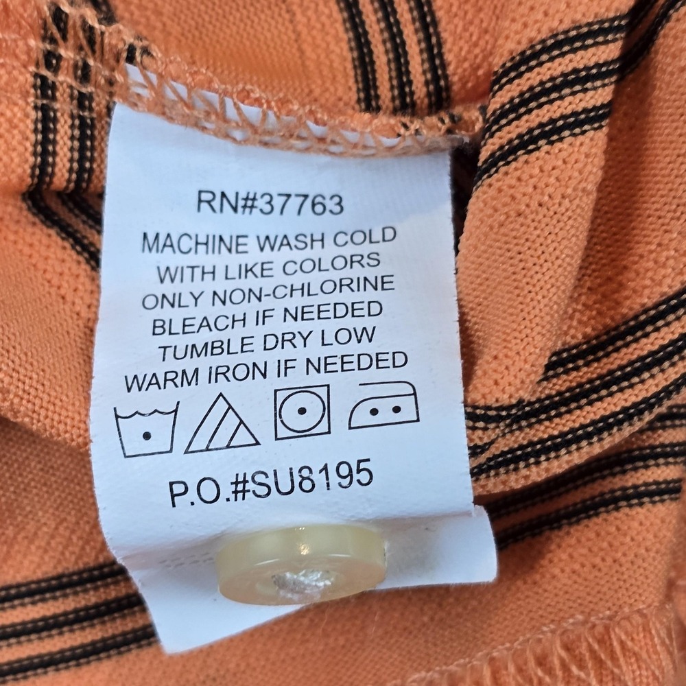 PGA Tour Polo Shirt Mens XL Orange Black Striped Golf Performance Short Sleeve - Picture 10 of 10